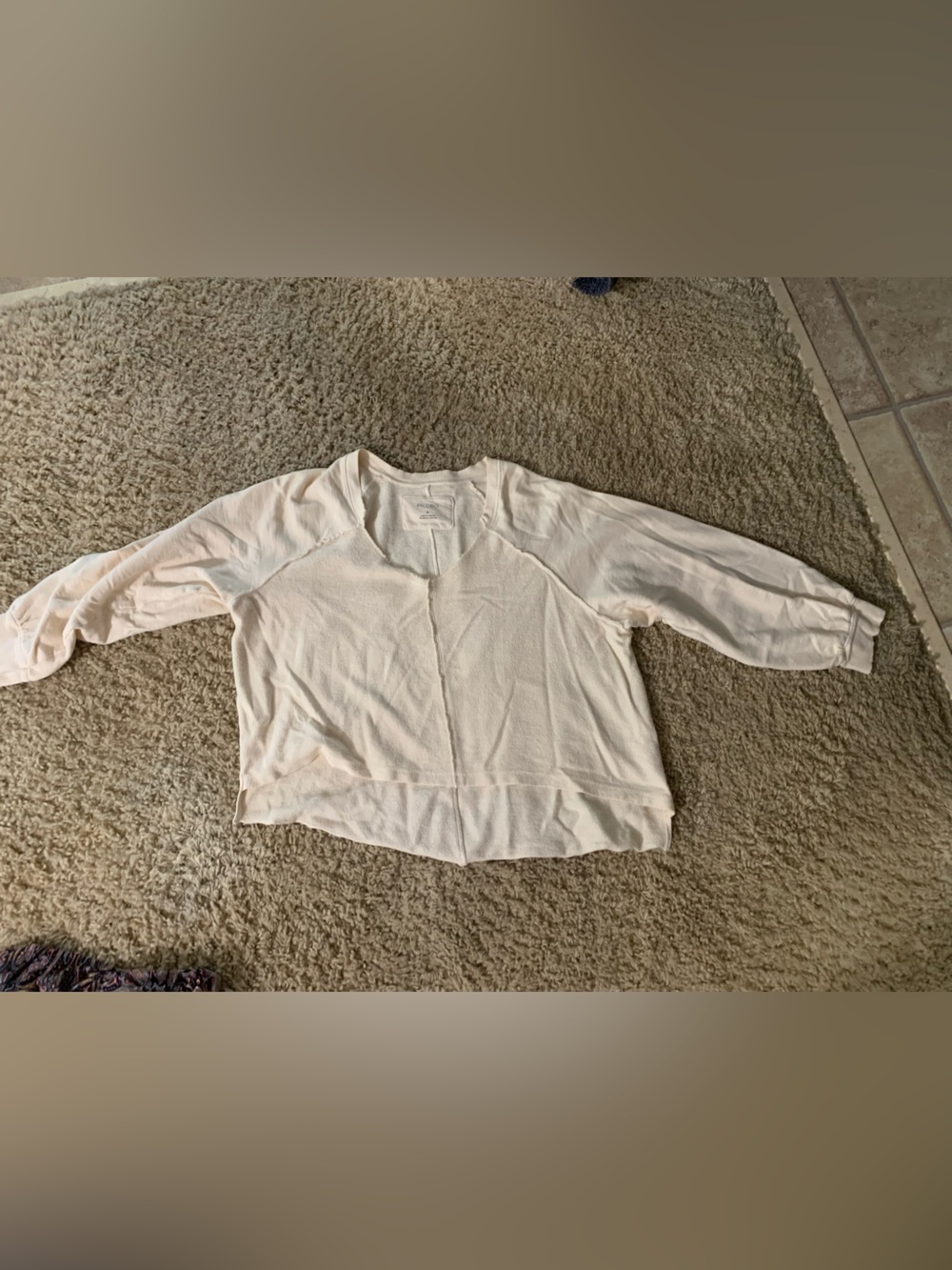 Pilcro Cream Waffle Knit Pullover Top